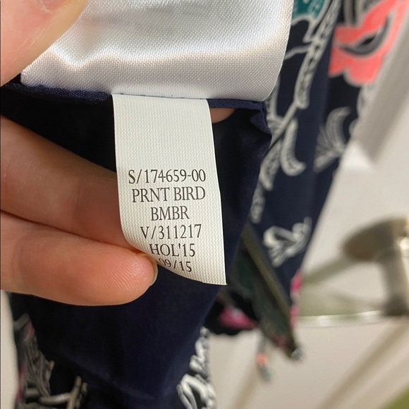 Banana Republic Floral Bird Print Drape Navy Bomber jacket Coat Women’s Small - Picture 9 of 9